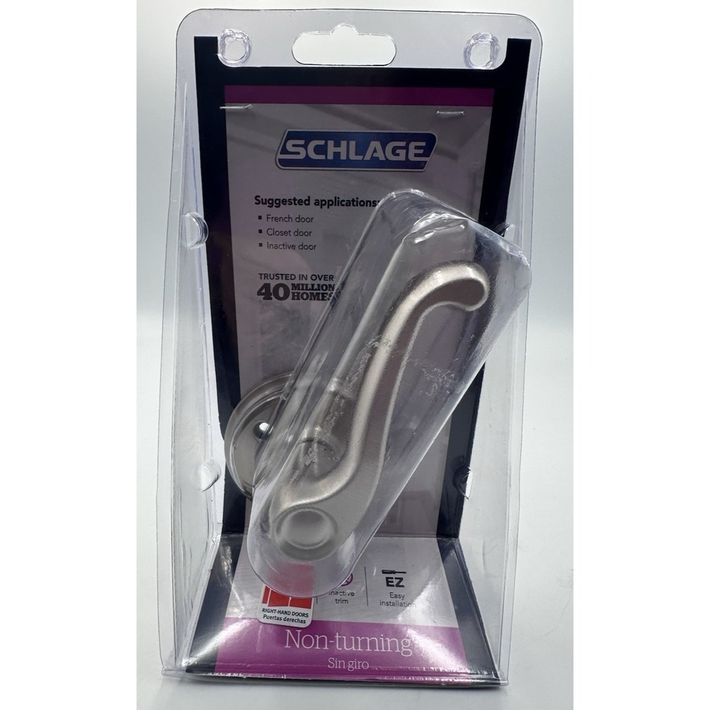 Schlage non turning door handle left handed closet, french inactive door